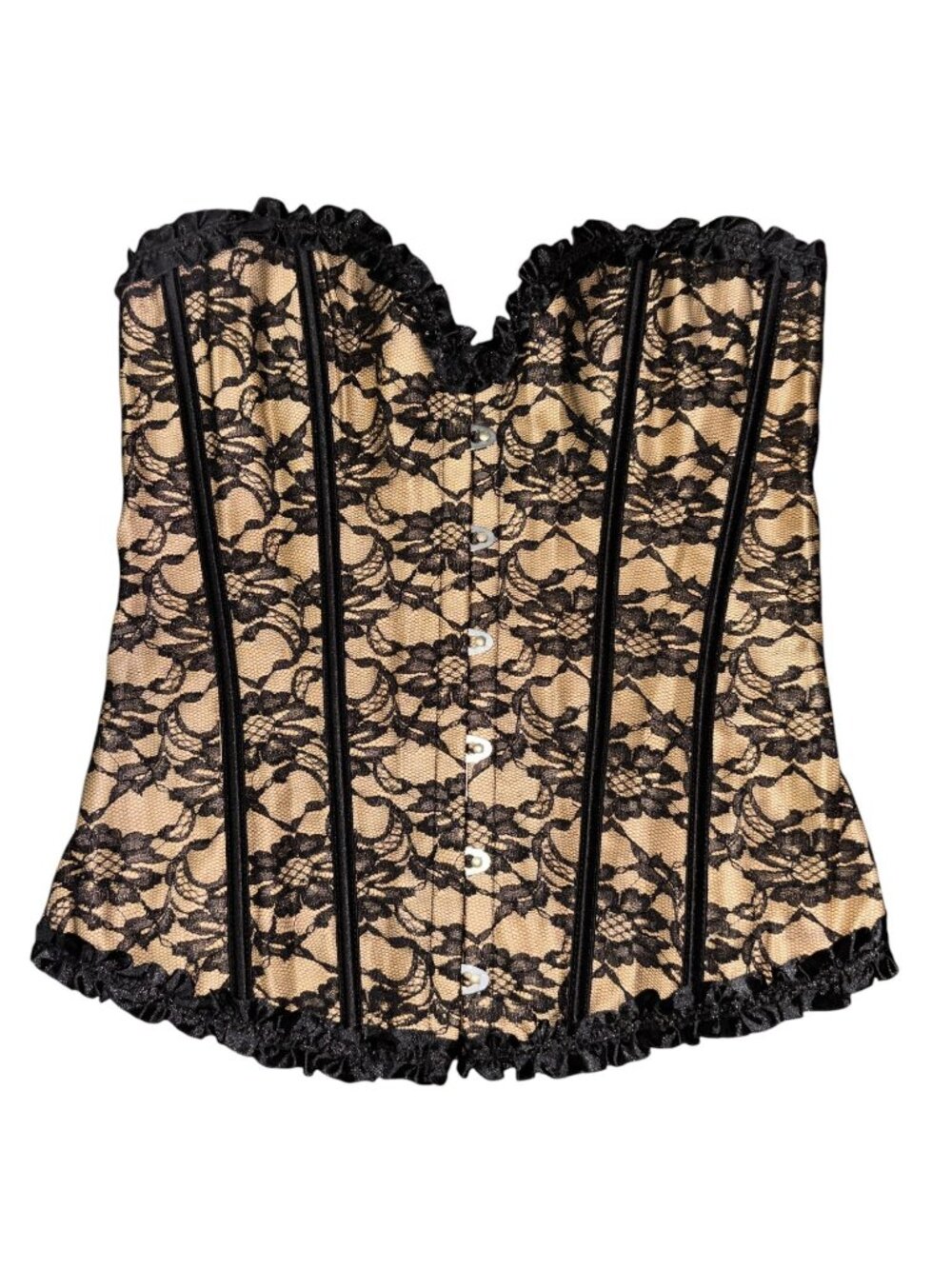 Medium Black and Beige Lacy Corset